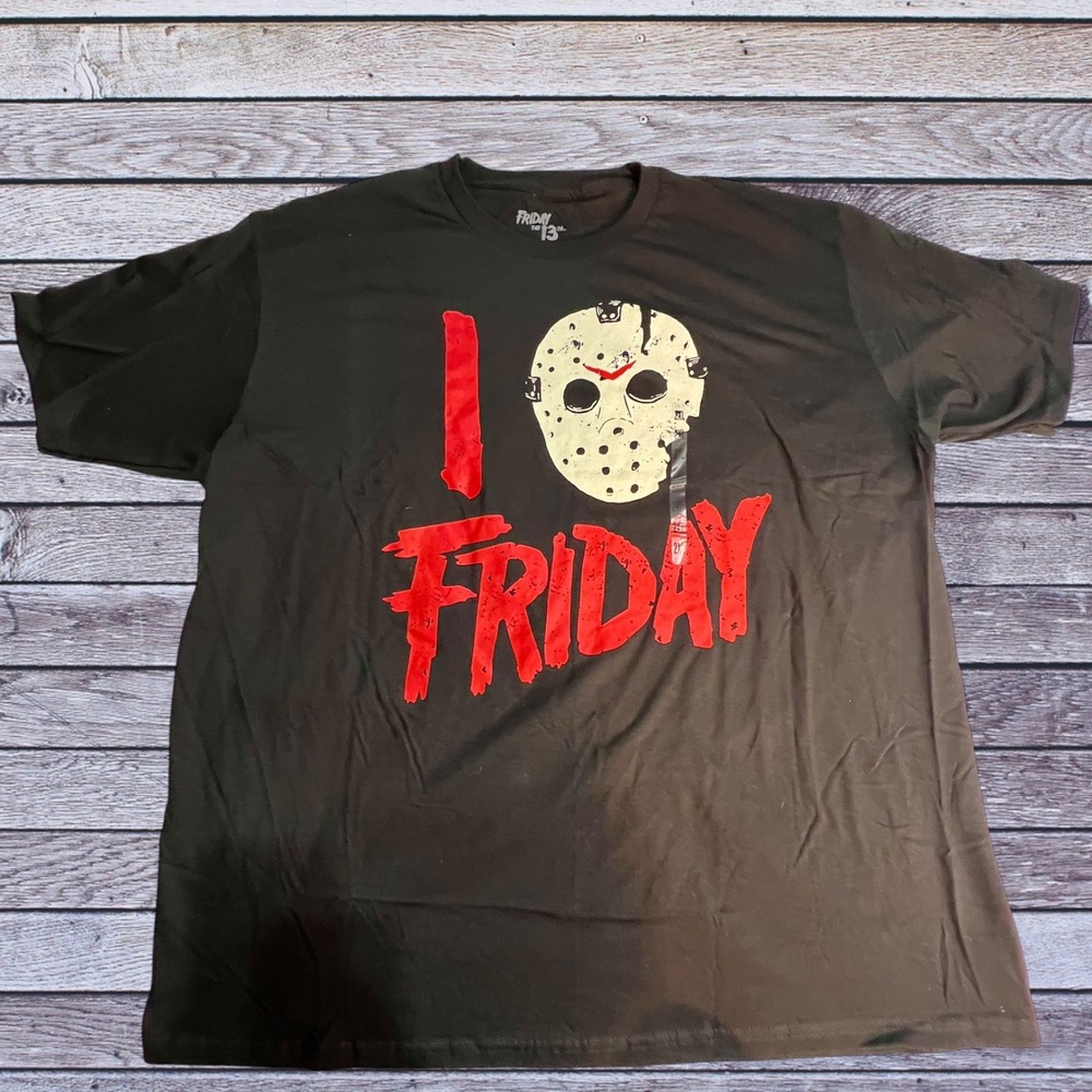 Friday The 13th XXL T-Shirt Mens Black Like New Jason Voorhees Horror Graphic